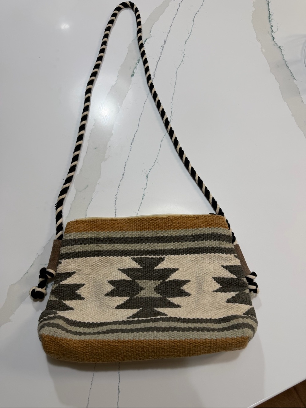 World Market Southwestern Crossbody Bag in Cream, Brown, and Black